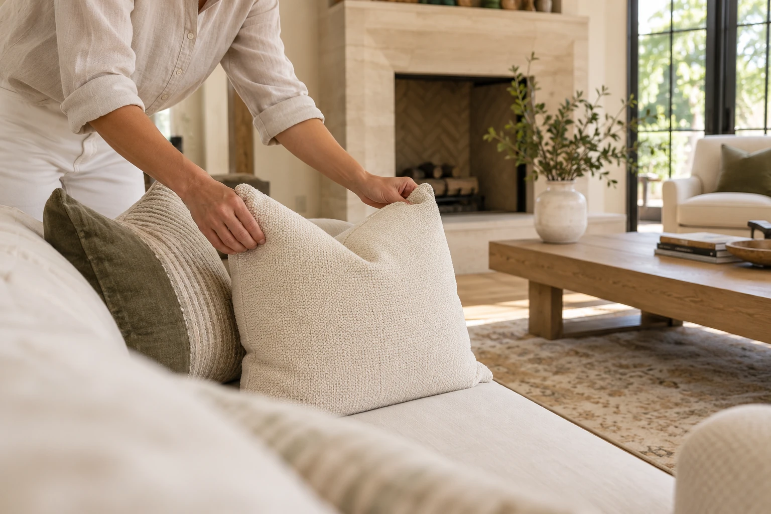 A tidy, sunlit interior thoughtfully prepared for a property photography session