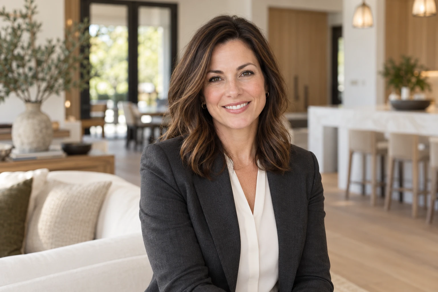 A polished, approachable professional real estate agent portrait